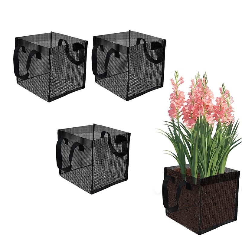 Aquarium Plants - 4 Stück schwarze Mesh-Teichpflanzkörbe, quadratisch, rund,